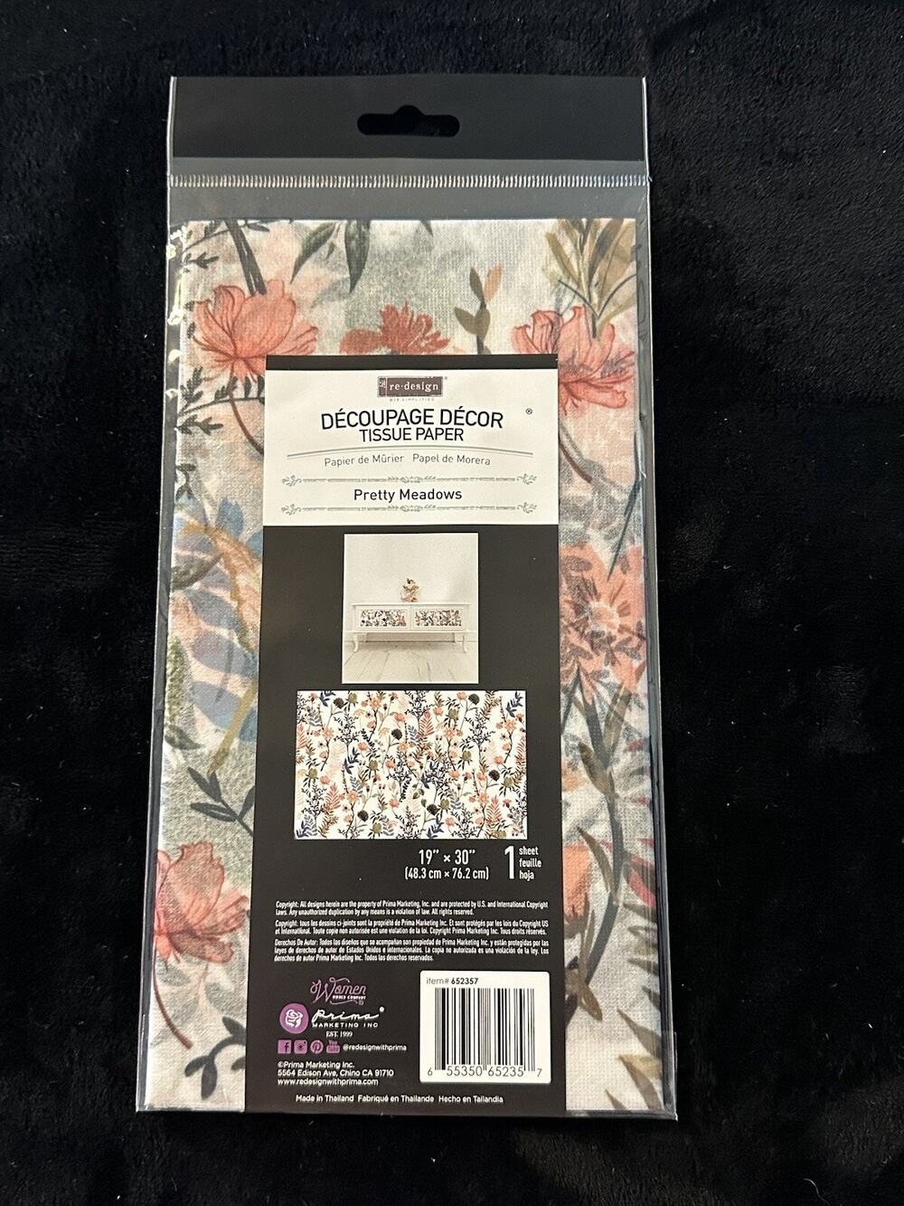 New Re-Design With Prima Decoupage Decor Tissue Paper In Pretty Meadows 19”x30”